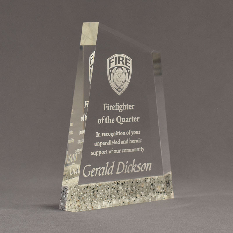 Composites™ Apex Acrylic Award with laser engraved text.